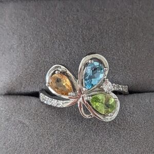 925 Sterling Silver Ring Pear Topaz Peridot Natural Gemstone NWOT Size 8 Stamped